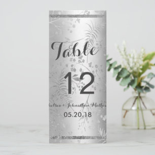 Metallic silver elegant floral glam Table Numbers