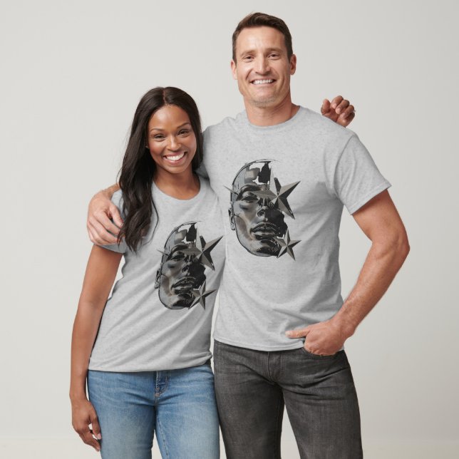 Metallic Silver Face Graphic T-Shirt (Unisex)
