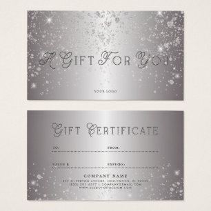 Metallic Silver Glitter Business Gift Certificate