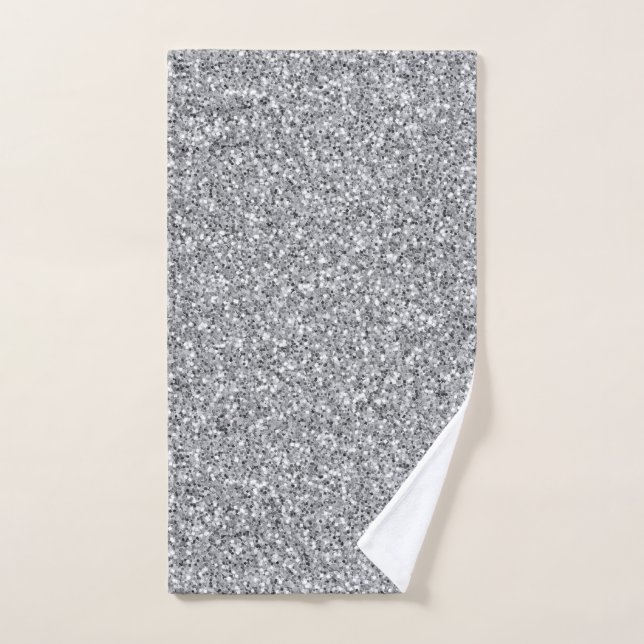 Metallic Silver Glitter Hand Towel (Hand Towel)