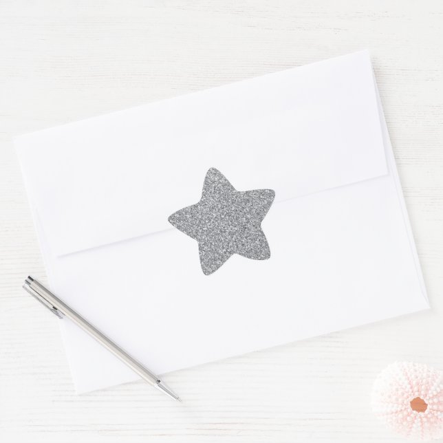 Metallic Silver Glitter Star Sticker (Envelope)