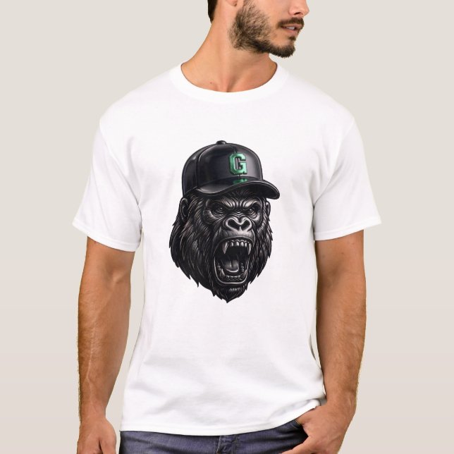 Metallic Silver Gorilla Mascot  T-Shirt (Front)