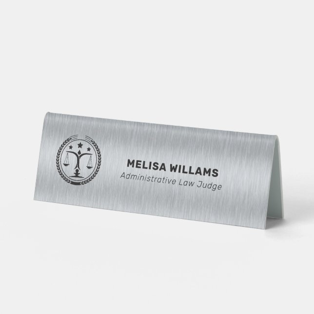 Metallic Silver Grey and Black Justice Logo (Front)