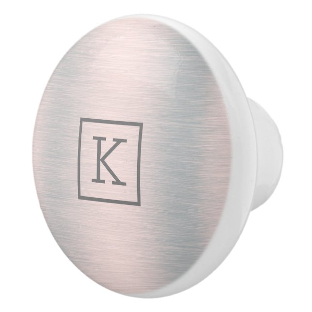 Metallic silver-grey brushed aluminium look ceramic knob (Right)