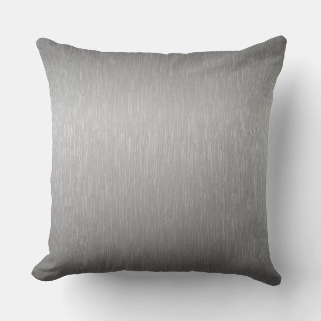 Metallic Silver Grey Brushed Aluminium Look Cushion (Front)