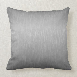 Metallic Silver Grey Brushed Aluminium Look Cushion