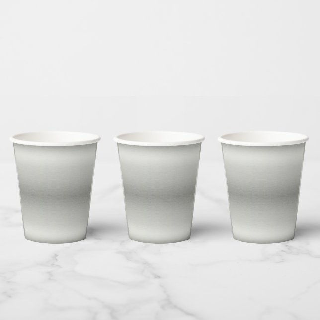 Metallic Silver Grey Brushed Aluminium  Paper Cups (Multi)