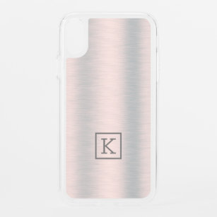 Metallic silver-grey brushed aluminium texture iPhone XR case