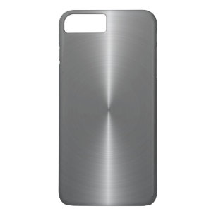 Metallic Silver-Grey Faux Stainless Steel Look iPhone 8 Plus/7 Plus Case