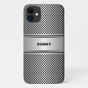 Metallic silver-grey geometric design iPhone 11 case