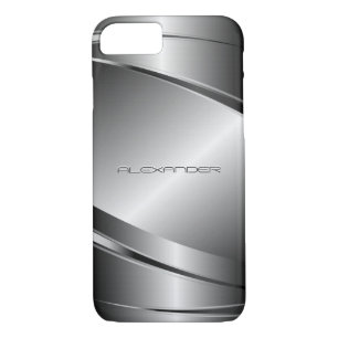 Metallic Silver Grey Geometric Design iPhone 8/7 Case