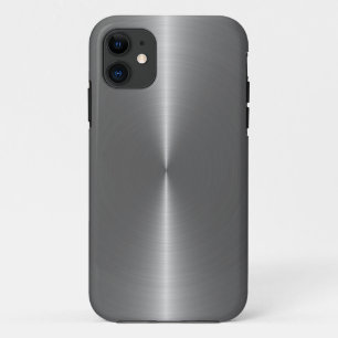 Metallic Silver Grey Texture Stainless Steel Look iPhone 11 Case