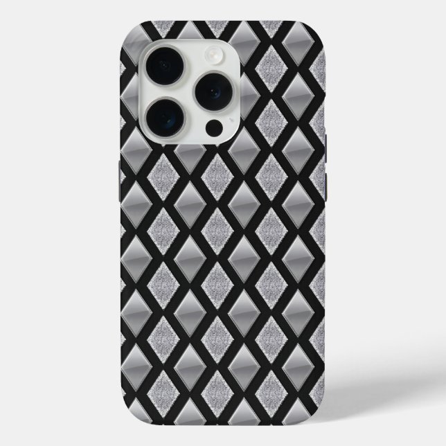 Metallic Silver Harlequin and Glitter Case-Mate iPhone Case (Back)