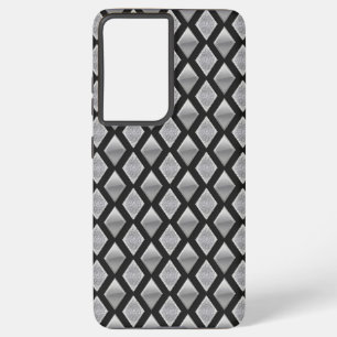 Metallic Silver Harlequin and Glitter Print Samsung Galaxy Case
