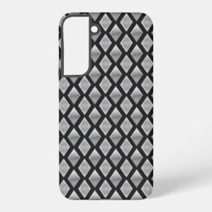 Metallic Silver Harlequin and Glitter Print Samsung Galaxy Case