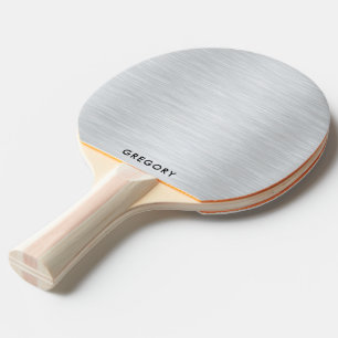 Metallic Silver Image Brushed Aluminium Look Ping Pong Paddle