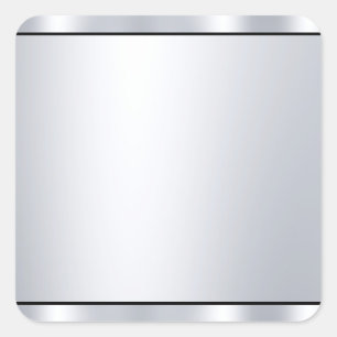 Metallic Silver Look Black Custom Blank Template Square Sticker