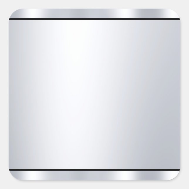 Metallic Silver Look Black Custom Blank Template Square Sticker (Front)
