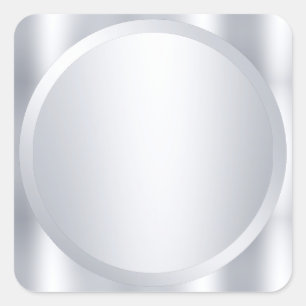 Metallic Silver Look Custom Blank Modern Template Square Sticker