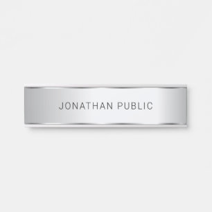 Metallic Silver Look Modern Elegant Glamour Door Sign