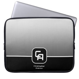Metallic Silver Monogram  Laptop Sleeve