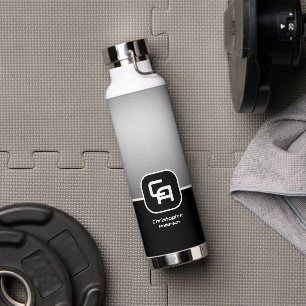 Metallic Silver Monogram Water Bottle