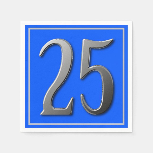 Metallic Silver Number Twenty Five Napkin (Front)