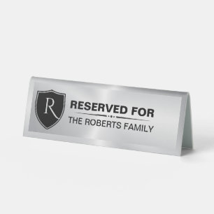 Metallic Silver Reserved Family Crest Monogram