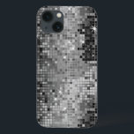 Metallic Silver Sequins Look Disco Mirrors Bling iPhone 13 Case<br><div class="desc">Popular shiny metallic sequence look grey silver tones disco style. Retro 70's disco ball mirrors with the bling and sparkles. Look for this design in many tones. Purple blue green pink and can be requested in your favourite colour. It is a image pattern and not actual sequence.</div>