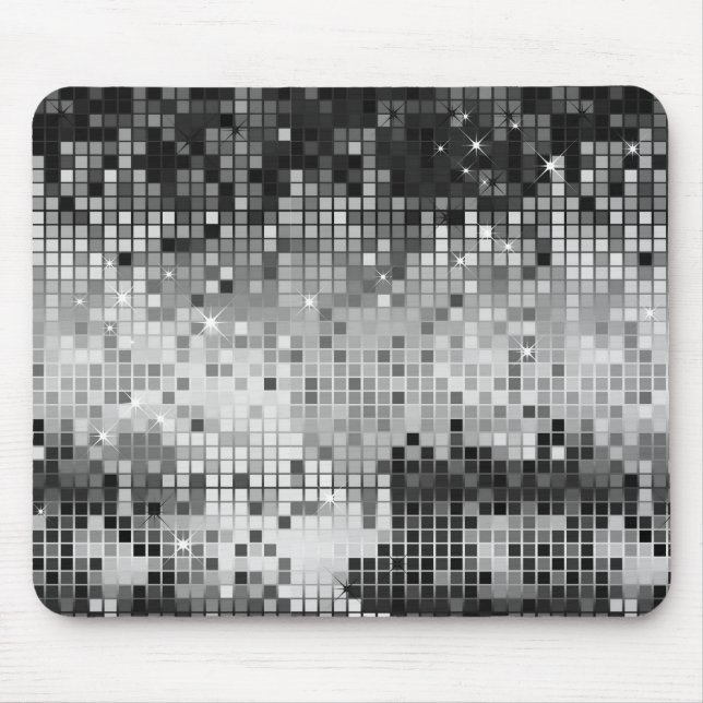 Metallic Silver Sequins Look Disco Mirrors Bling Mouse Pad (Front)