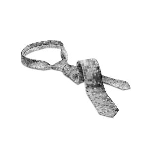 Metallic Silver Sequins Look Disco Mirrors Bling Tie