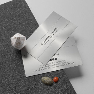Metallic silver shiny stripe accent business card