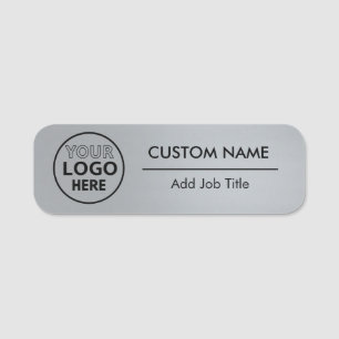 Metallic Silver Style Pin or Magnetic Employee Nam Name Tag
