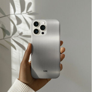 Metallic Silver Texture Stainless Steel Look Case-Mate iPhone 14 Pro Case