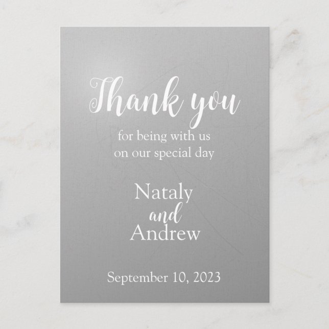 Metallic silver thank you card (Front)