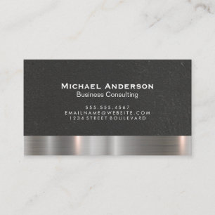 Metallic Silver Trim Black Wall Texture Business Card