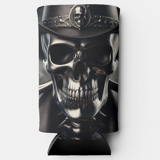 Metallic Skull Cowboy Can Cooler (Front)