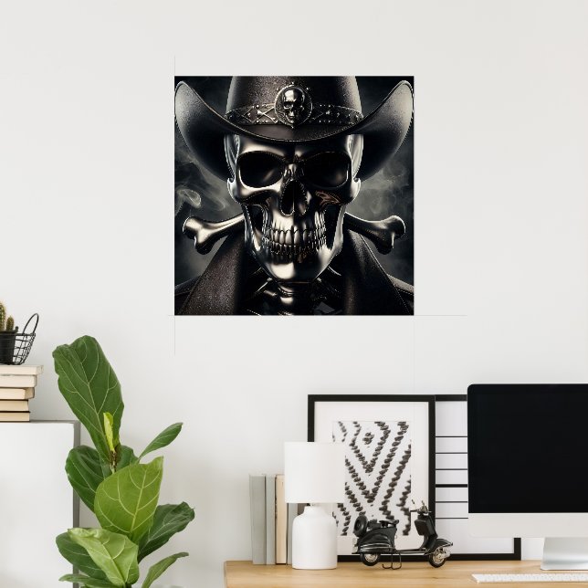 Metallic Skull Cowboy Poster (Home Office)