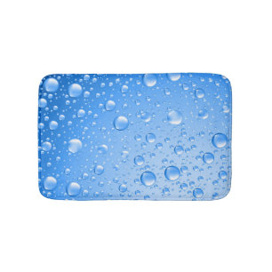 Metallic Sky Blue Rain Drops Bath Mat