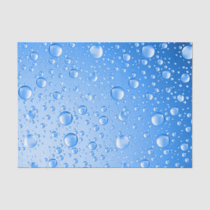 Metallic Sky Blue Rain Drops Tissue Paper