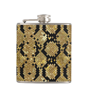 Metallic Snake Print Vinyl Wrapped Flask
