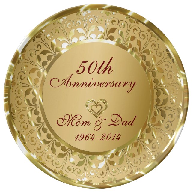 Metallic Sparkling Gold 50th Anniversary Plate (Front)
