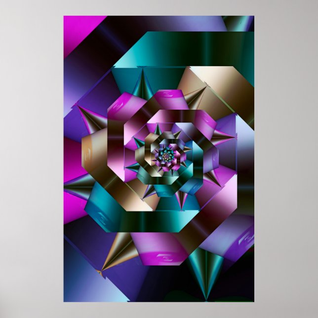 Metallic Spiral Fractal Poster (Front)
