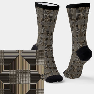 Metallic Squares Geometric Effect Look Grey Socks
