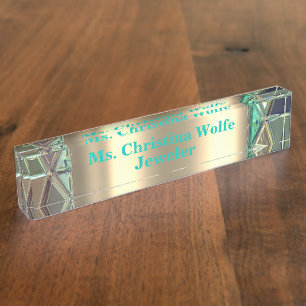Metallic stained glass look nameplate