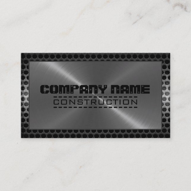 Metallic Stainless Metal Steel Border #19 Business Card (Front)