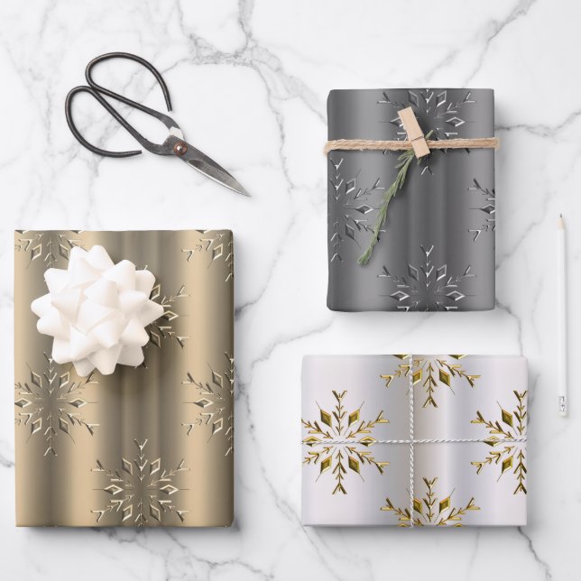 Metallic Starry Christmas Wrapping Sheet Set (Front)