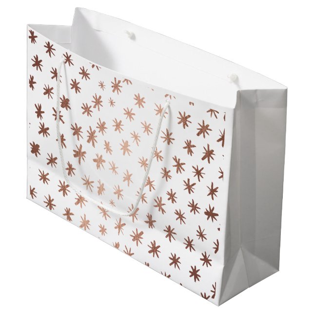 Metallic stars - copper large gift bag (Front Angled)