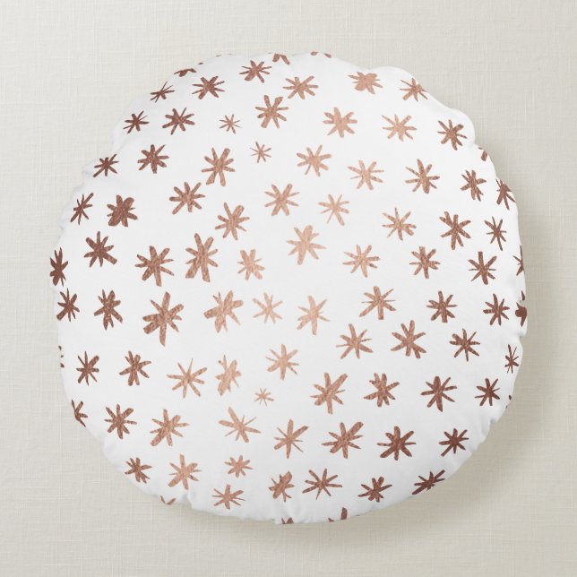 Metallic stars - copper round cushion (Front)