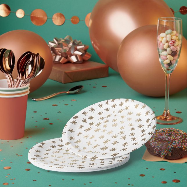 Metallic stars - gold paper plate (Multi)